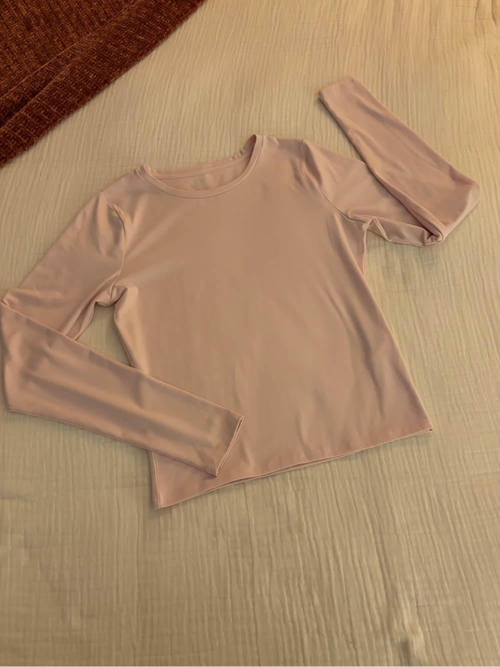 Hollister Pale Pink Long Sleeve Sleek Crewneck Top